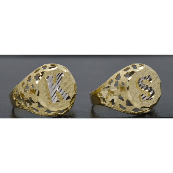 Real 10K Solid Yellow Gold Initial Letter Hip Hop Mens Ring 4.2gr A-Z Sizes 6-11 - Picture 2 of 7